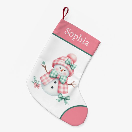 Roze Girly Snowman Kerstkous Kleine Kerstsok (Voorkant (Hangend))