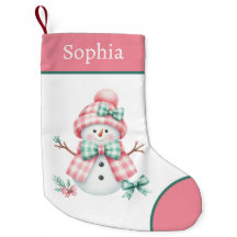 Roze Girly Snowman Kerstkous