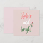 Roze Girly Sober & Bright Sobriety Christmas Kaart (Voorkant / Achterkant)