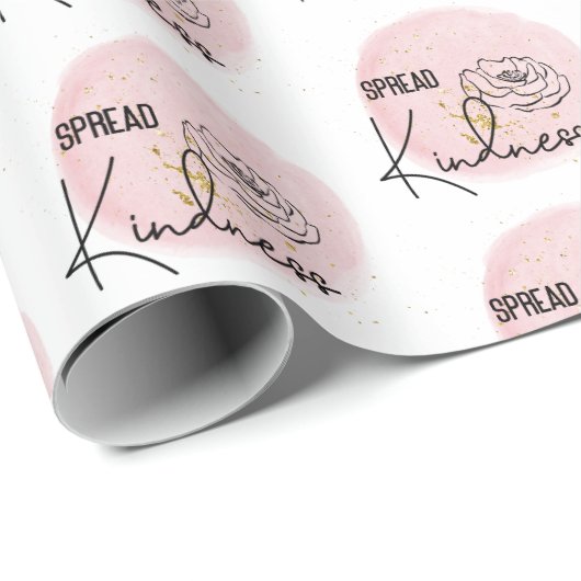 Roze Girly Spread Vriendelijkheid Cadeaupapier (Rol Hoek)