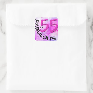 Roze Girly Typografie "55 en Fabelachtige" Vierkante Sticker