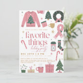 Roze Girly Vakantie Favoriete Dingen Feest Kaart (Staand voorkant)