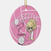 Roze Girly Volleyball Keramisch Ornament (Rechts)