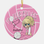 Roze Girly Volleyball Keramisch Ornament (Voorkant)