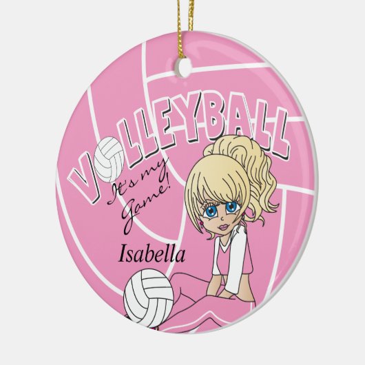 Roze Girly Volleyball Keramisch Ornament (Links)