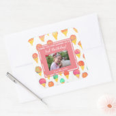 Roze Girly Waterverf Ice Cream Party Dank u Vierkante Sticker (Envelop)