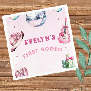 Roze Gitaar Cowboy Feest Cactus Verjaardag Servet