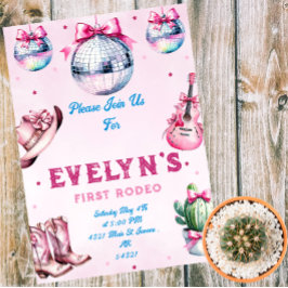 Roze Gitaar Cowboy Party Cactus Verjaardag Kaart