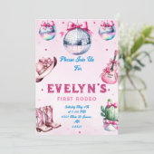 Roze Gitaar Cowboy Party Cactus Verjaardag Kaart (Staand voorkant)