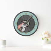 roze gitaar en vinylplaat wandklok (Huis)