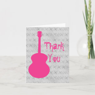 Roze Gitaar Grunge Bedankkaart