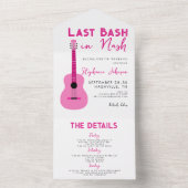 Roze gitaar Laatste Bash in Nash Bachelorette All In One Uitnodiging (Binnen)