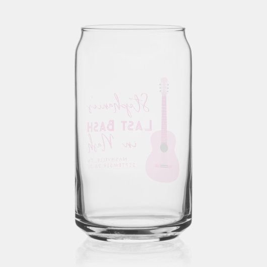 Roze gitaar Laatste Bash in Nash Bachelorette Blikvorm Glas (Achterkant)