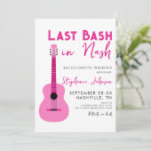 Roze gitaar Laatste Bash in Nash Bachelorette Kaart (Staand voorkant)