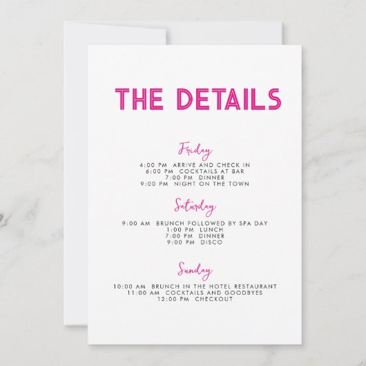 Roze gitaar Laatste Bash in Nash Bachelorette Kaart (Achterkant)