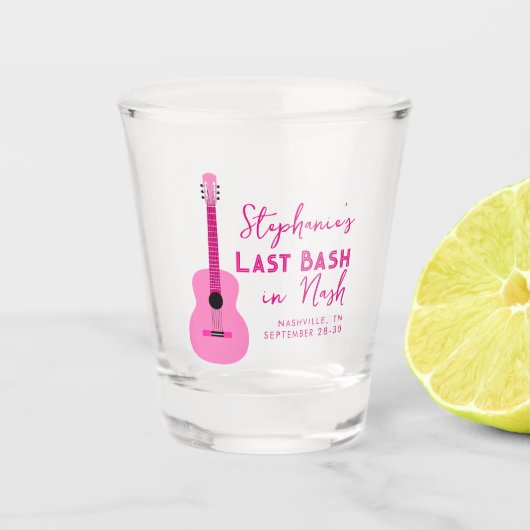 Roze gitaar Laatste Bash in Nash Bachelorette Shot Glas (Voorkant)