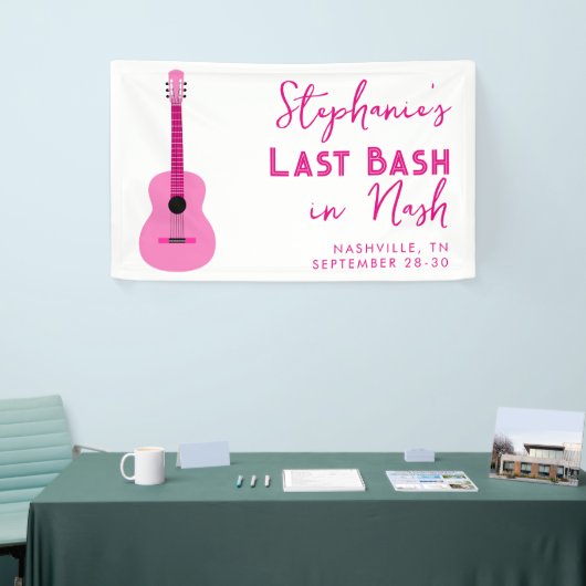 Roze gitaar Laatste Bash in Nash Bachelorette Spandoek (Beurs)