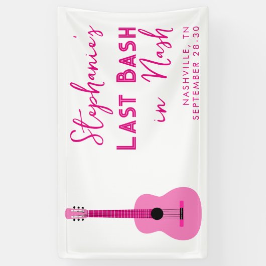 Roze gitaar Laatste Bash in Nash Bachelorette Spandoek (Verticaal)