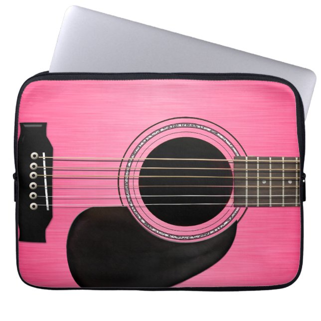 Roze gitaar laptop sleeve (Voorkant)