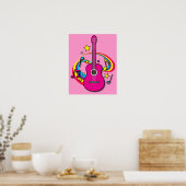 Roze gitaar met muziek en regenboog poster (Keuken)