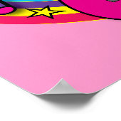 Roze gitaar met muziek en regenboog poster (Hoek)