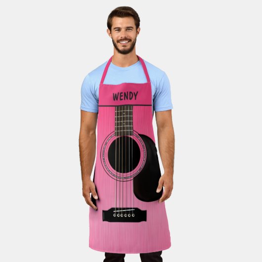 Roze gitaar schort (Gedragen)