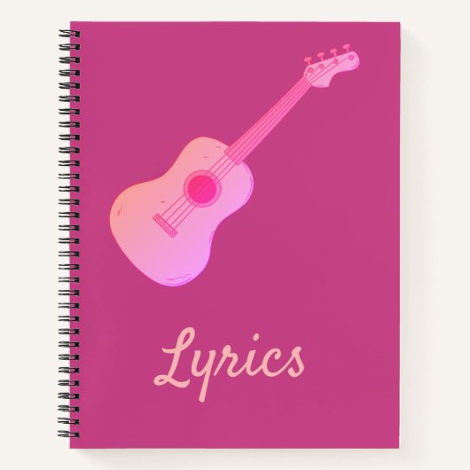  Roze gitaar voor tekst notebook Notitieboek (Voorkant)