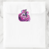 Roze gitaarverf splash vierkante sticker (Tas)