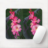 Roze Gladiola Flower Mousepad Muismat (Met muis)