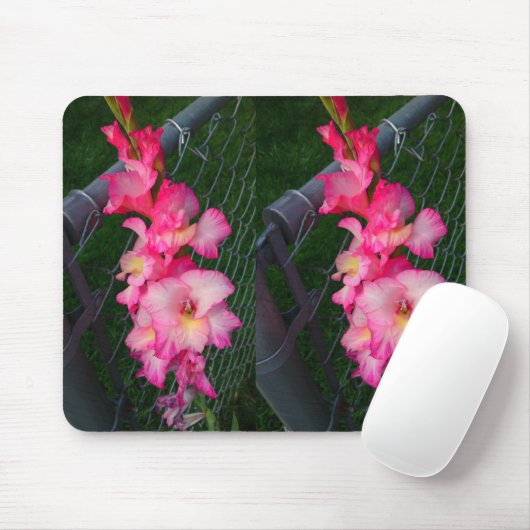 Roze Gladiola Flower Mousepad Muismat (Met muis)