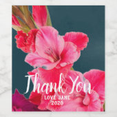 Roze gladioli floral modern bedankt cadeau wijn etiket (Enkel label)