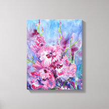 "Roze Gladioli" Uitgerekte Canvas Print