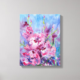 "Roze Gladioli" Uitgerekte Canvas Print