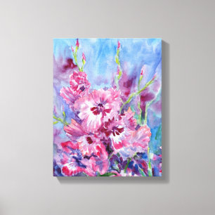 "Roze Gladioli" Uitgerekte Canvas Print