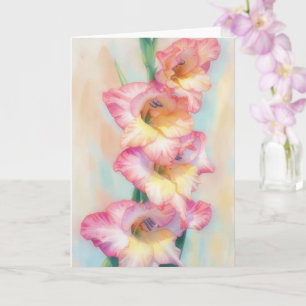 Roze Gladiolus Bloemen Bloemenliefhebber Kunstkaar Kaart