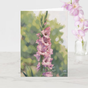 Roze Gladiolus Bloemen Kunst Notitiekaart