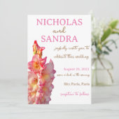 Roze Gladiolus Bloemenbruiloft Kaart (Staand voorkant)