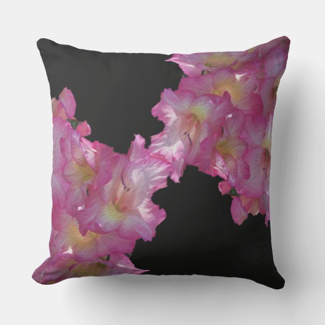 Roze Gladiolus Floral Grapic Outdoor Pillow Buitenkussen (Voorkant)
