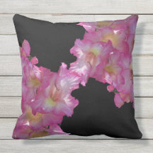 Roze Gladiolus Floral Grapic Outdoor Pillow