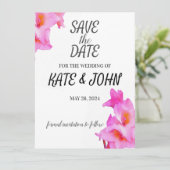 Roze Gladiolus Flower Waterverf Save The Date (Staand voorkant)
