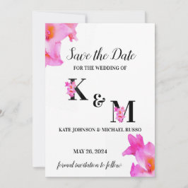 Roze Gladiolus Flower Waterverf Save The Date