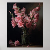 Roze Gladiolus Flowers Art Print Poster (Voorkant)