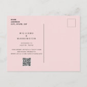 Roze Glam B/W Foto Bruiloft Save the Date QR Code Briefkaart (Achterkant)