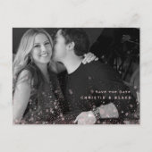 Roze Glam B/W Foto Bruiloft Save the Date QR Code Briefkaart (Voorkant)