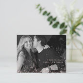 Roze Glam B/W Foto Bruiloft Save the Date QR Code Briefkaart (Staand voorkant)