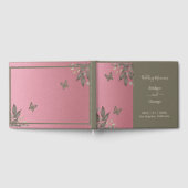 Roze Glam Bloemen Eucalyptus bruiloft Gastenboek (Volledig)