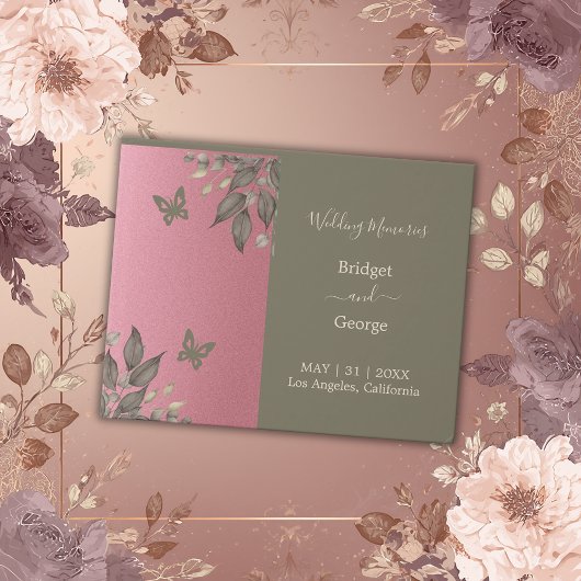 Roze Glam Bloemen Eucalyptus bruiloft Gastenboek