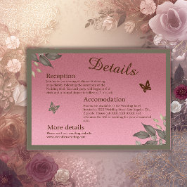 Roze Glam Bloemen Eucalyptus bruiloft Informatiekaartje