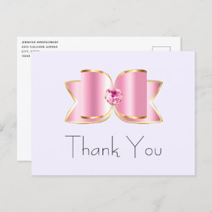 Roze Glam Boog met een Center Edelsteen Dank U Briefkaart