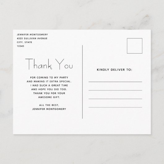 Roze Glam Boog met een Center Edelsteen Dank U Briefkaart (Achterkant)